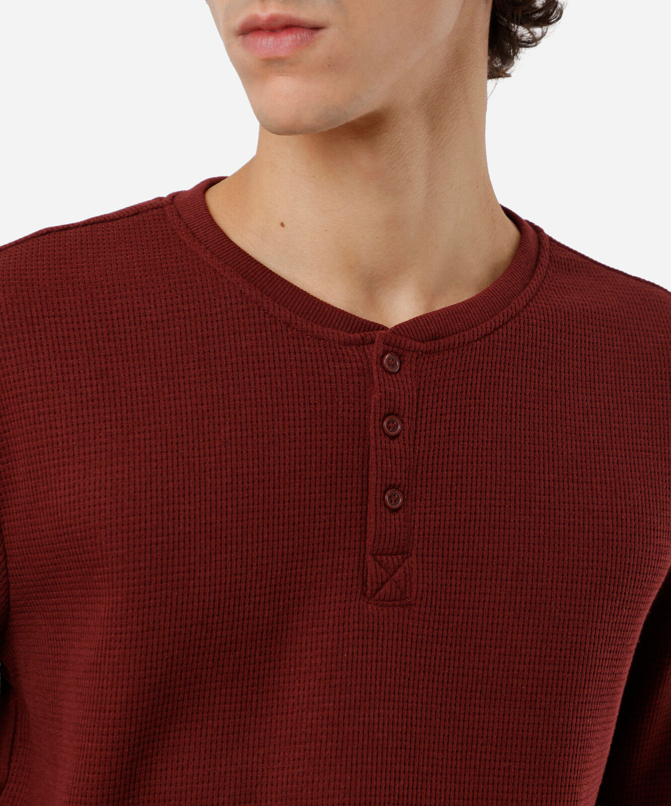 blusa básica masculina manga longa texturizada vinho