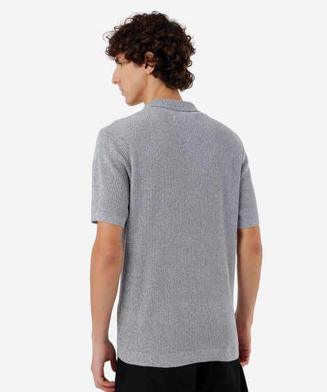 polo masculina de tricot manga curta cinza