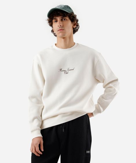 blusão masculino de moletom gola redonda estampado off white
