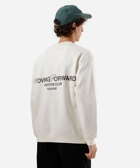 blusão masculino de moletom gola redonda estampado off white