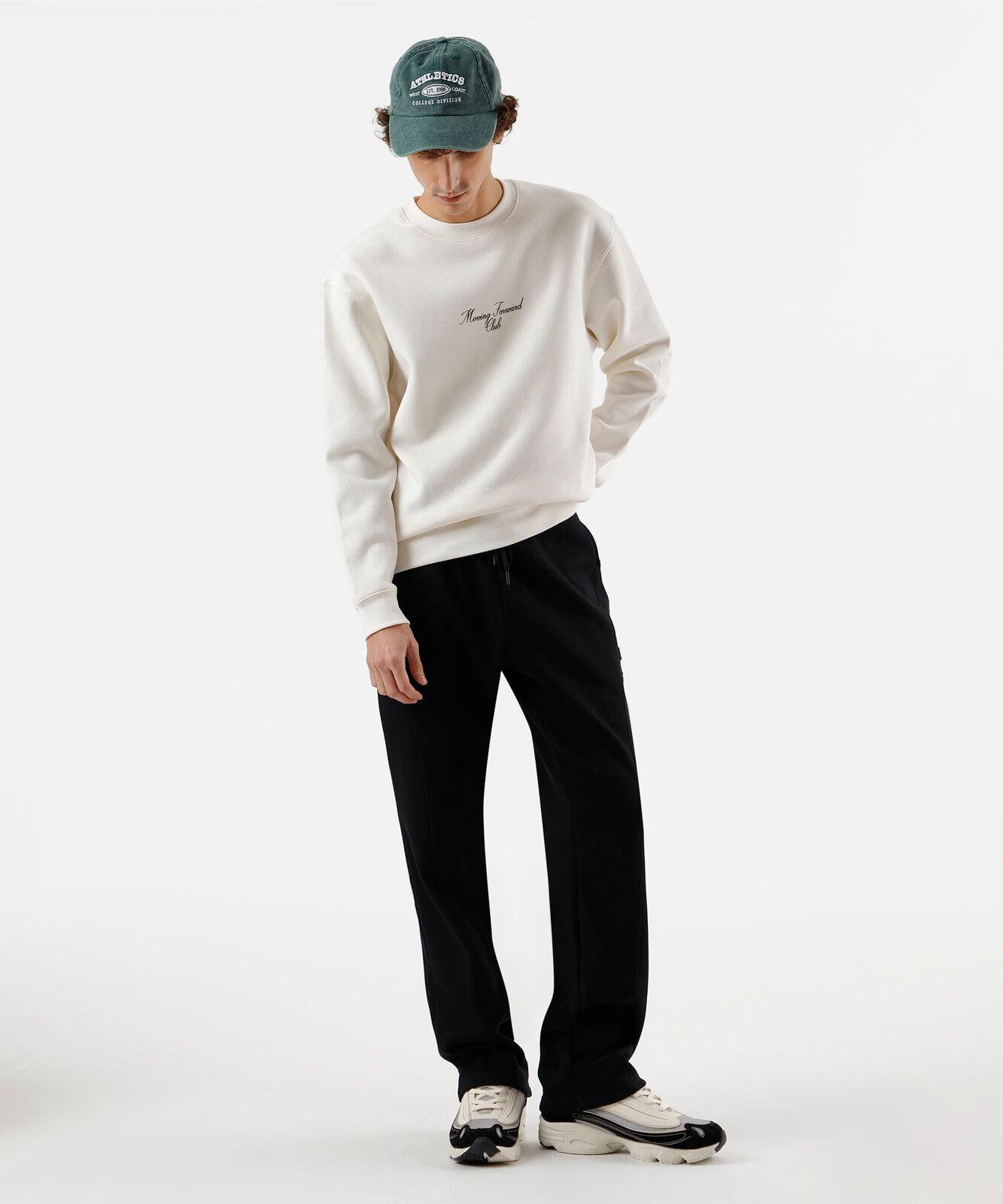 blusão masculino de moletom gola redonda estampado off white