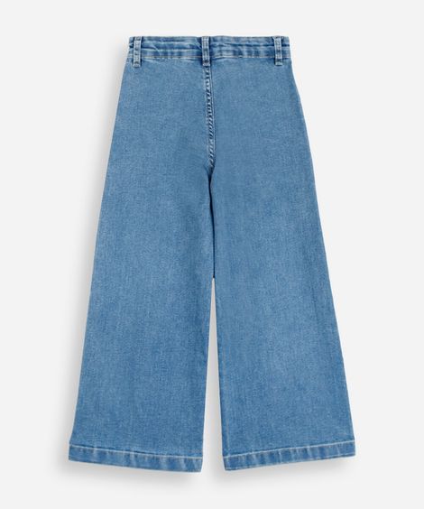 calça wide leg infantil jeans azul