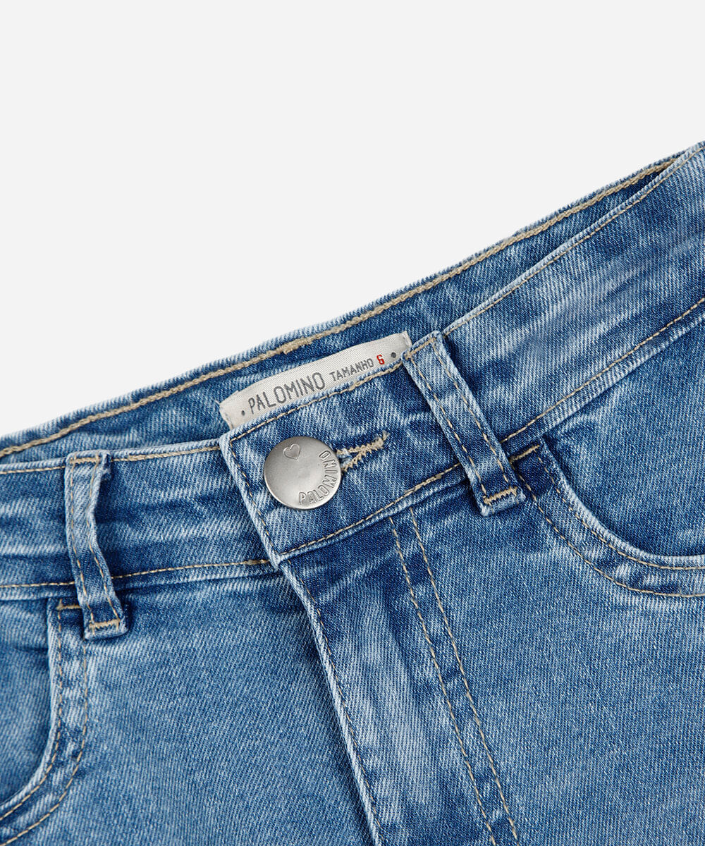 calça wide leg infantil jeans azul