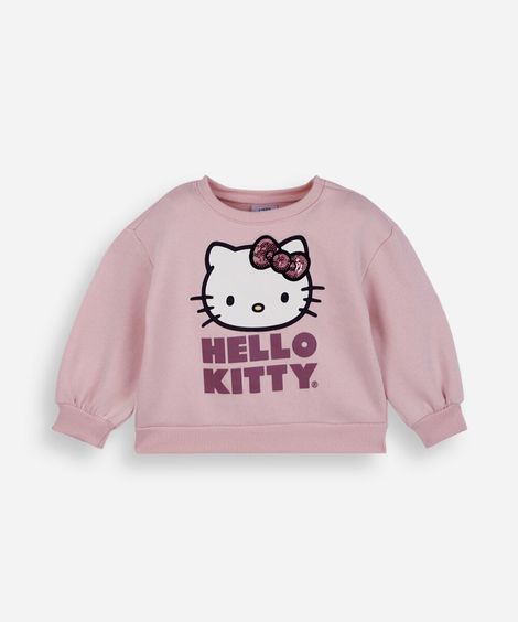 blusão infantil de moletom hello kitty rosa
