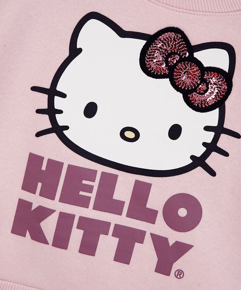 blusão infantil de moletom hello kitty rosa