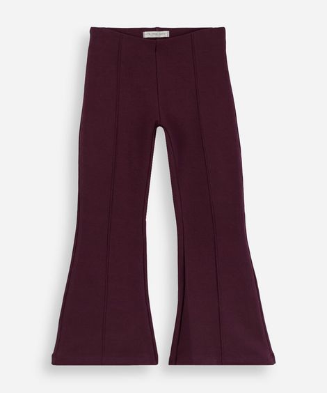 calça flare infantil de algodão com nervura vinho