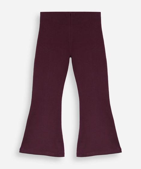 calça flare infantil de algodão com nervura vinho