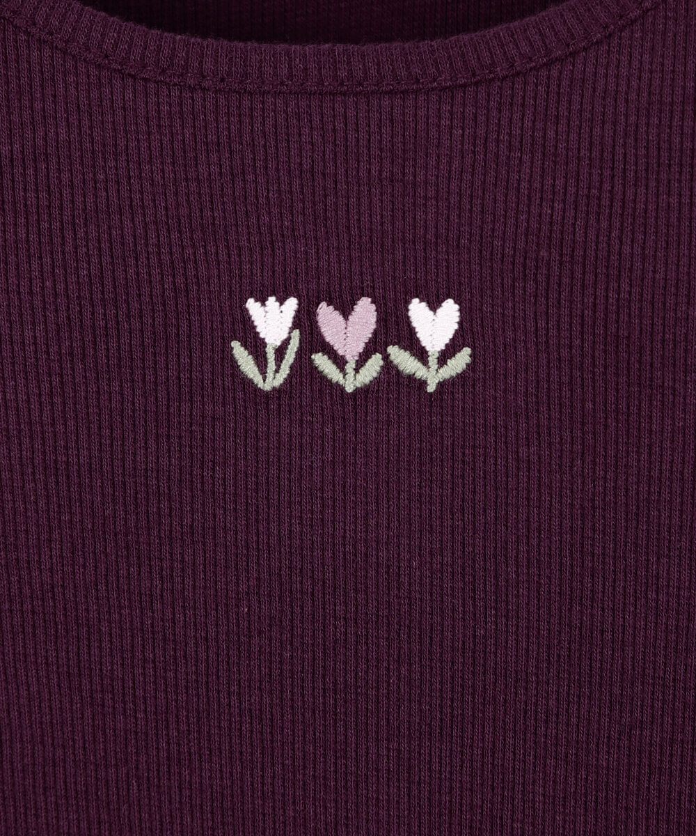 blusa infantil manga longa floral com fru fru vinho
