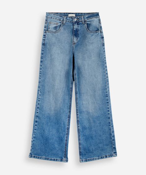 calça wide leg juvenil jeans azul