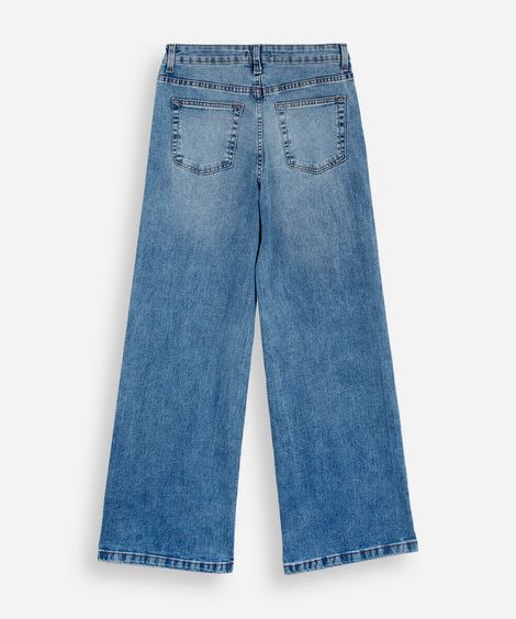calça wide leg juvenil jeans azul