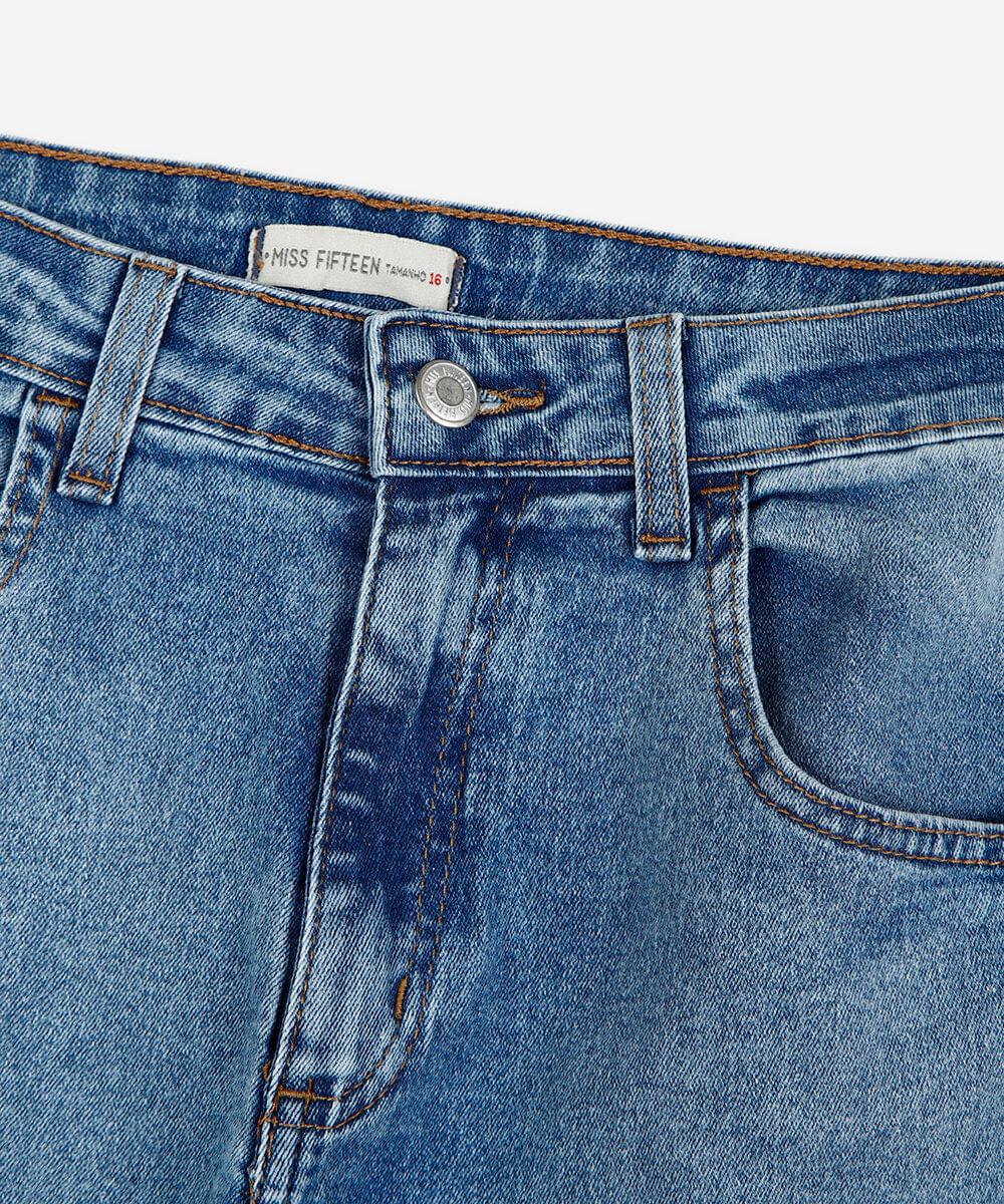 calça wide leg juvenil jeans azul