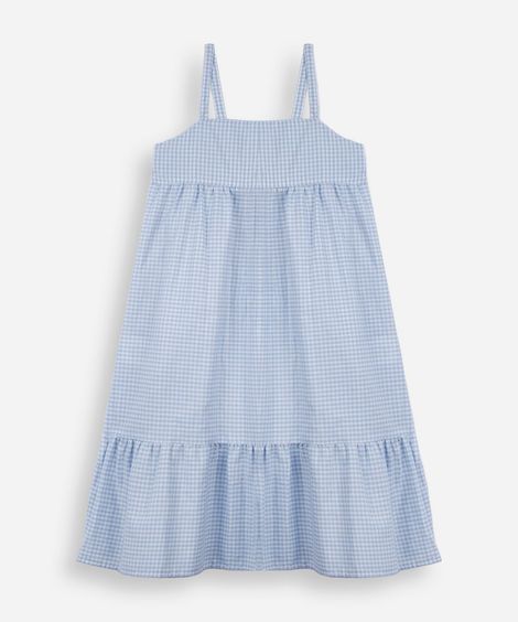 vestido midi infantil xadrez azul