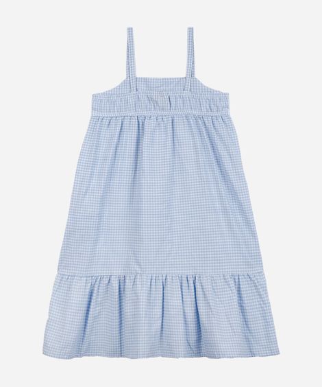 vestido midi infantil xadrez azul