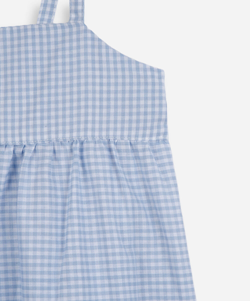 vestido midi infantil xadrez azul