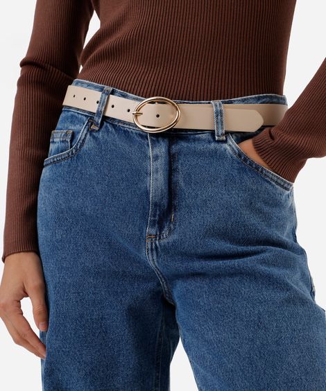 cinto fivela oval mindset off white