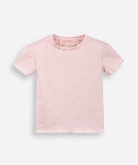 blusa infantil texturizada com frufru rosa