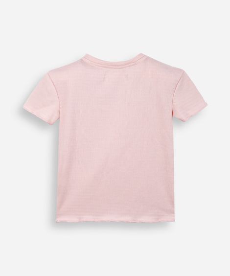 blusa infantil texturizada com frufru rosa
