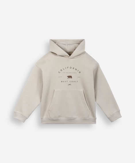 blusão de moletom infantil com capuz california bege