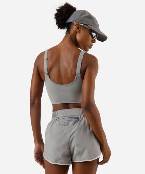 top feminino esportivo ace alça ajustável cinza