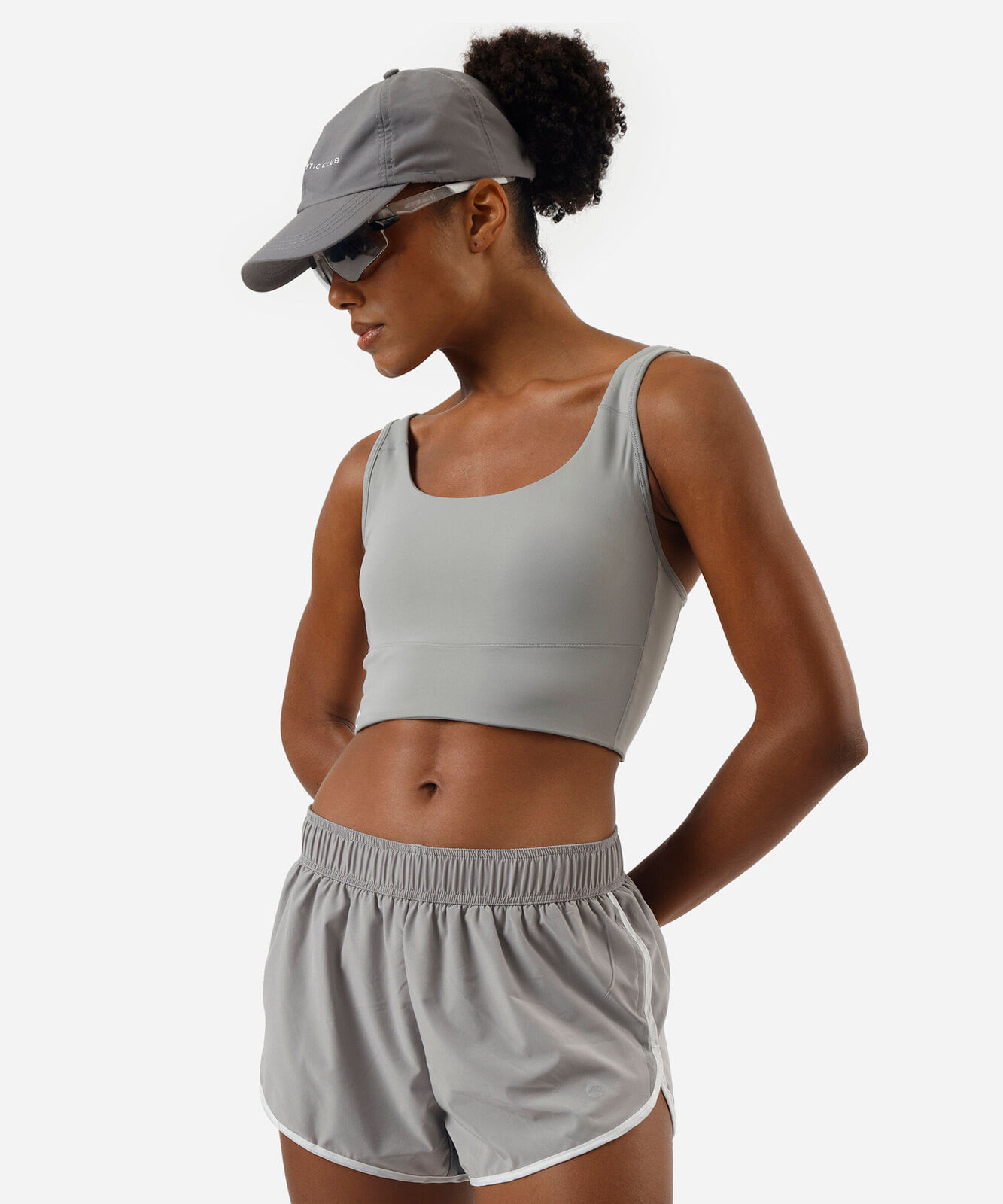 top feminino esportivo alça ajustável cinza