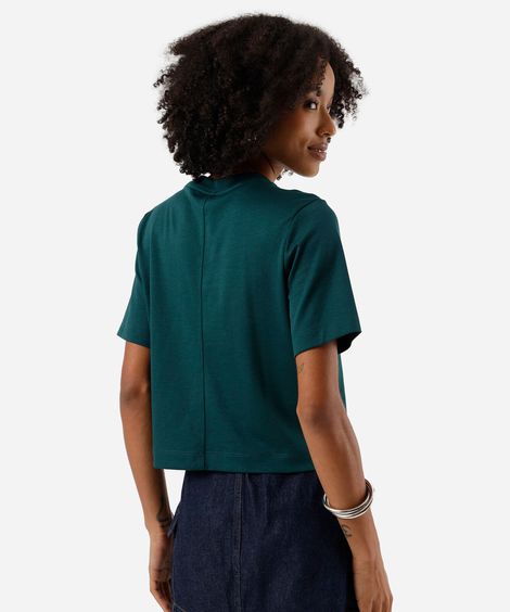 camiseta básica feminina de algodão peruano verde