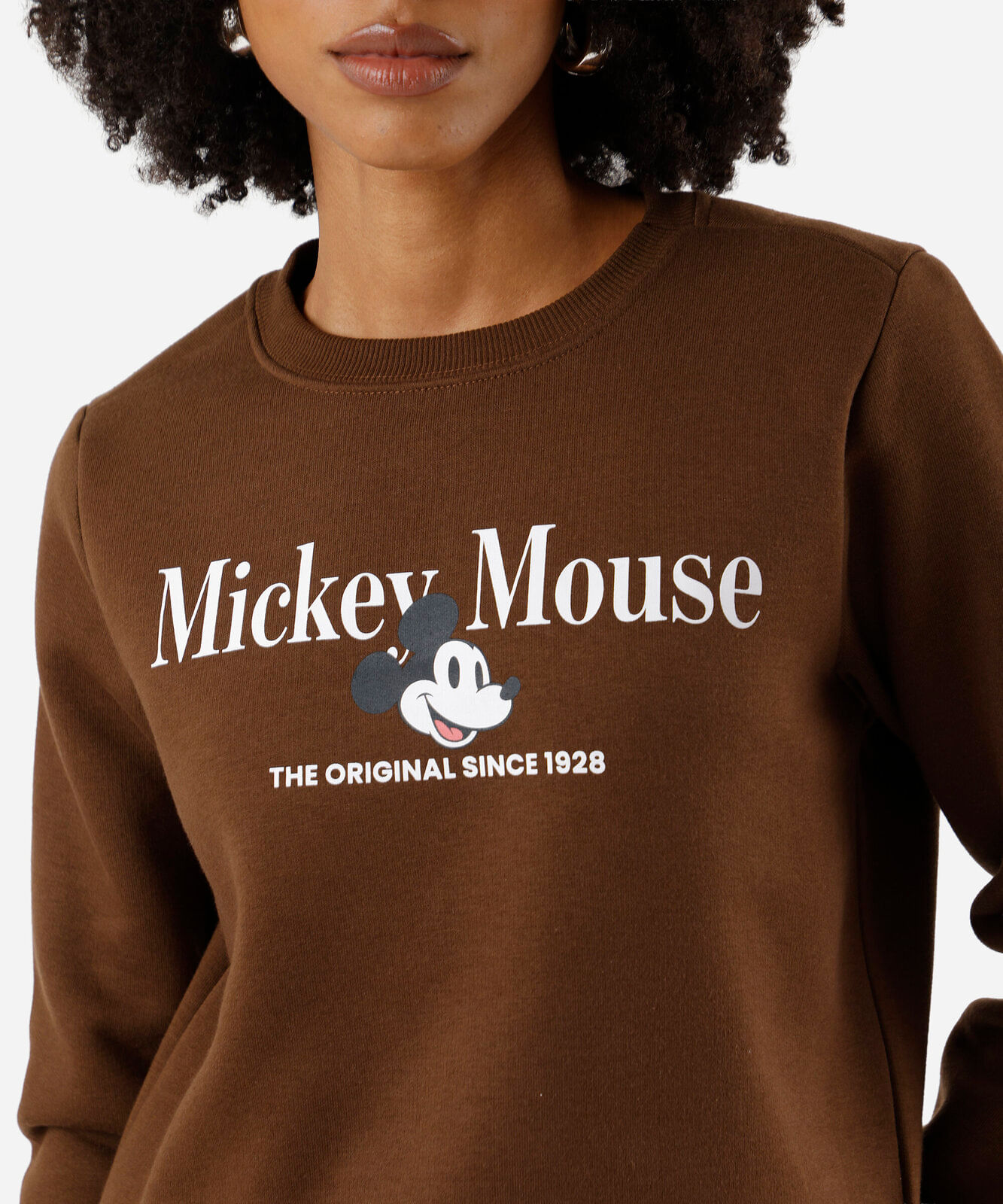 blusão feminino de moletom mickey mouse marrom