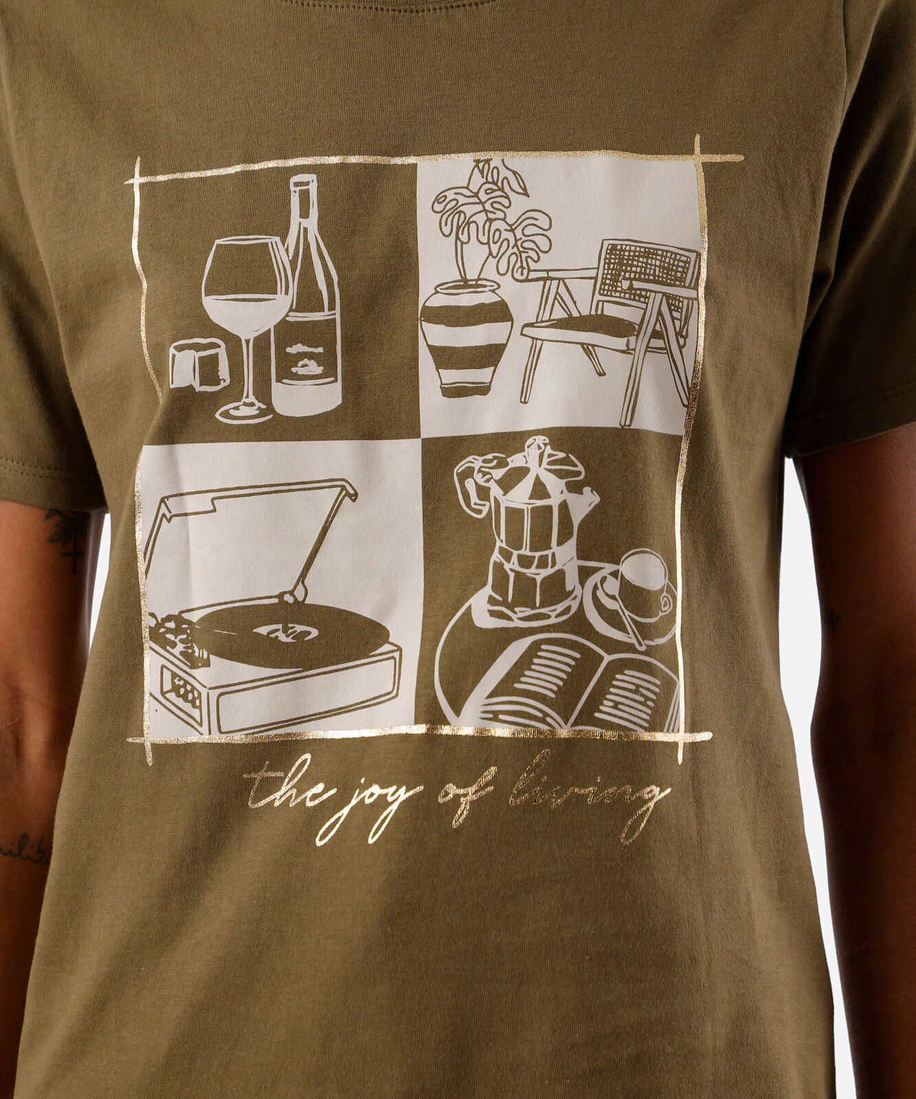 camiseta feminina de algodão estampada verde