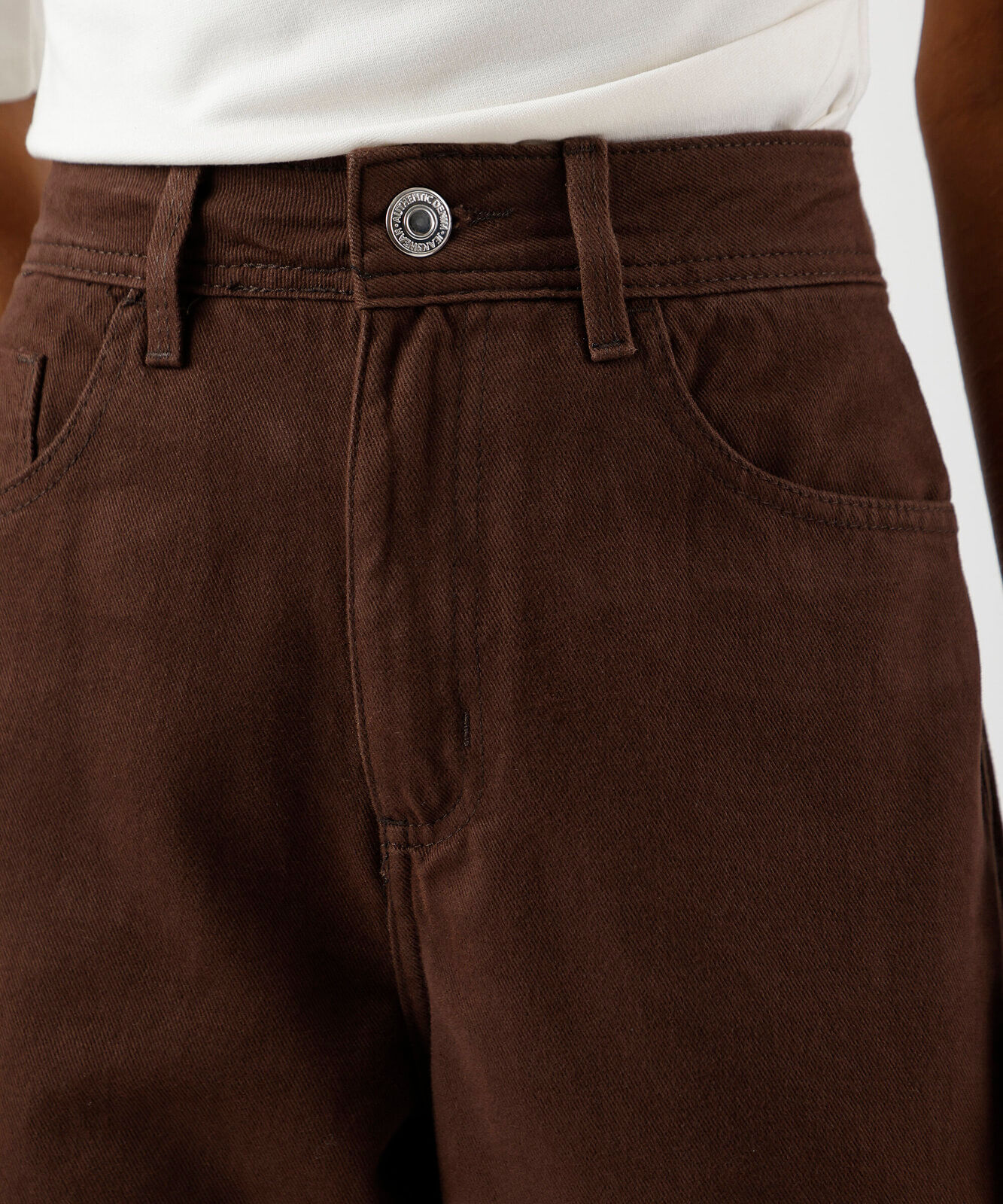 calça wide leg slim feminina de sarja marrom