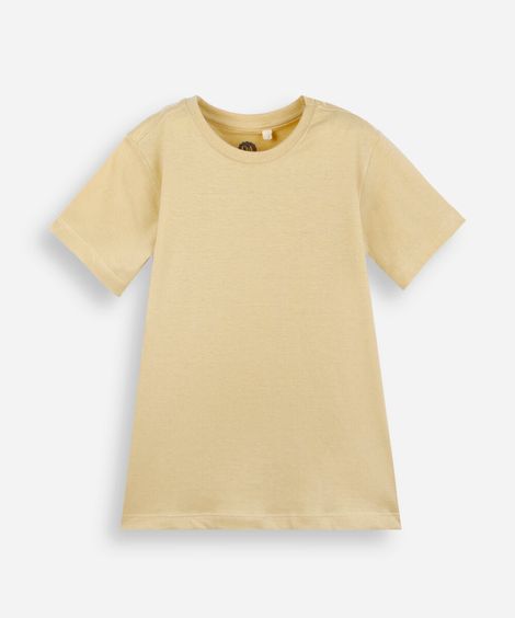 camiseta de algodão infantil manga curta básica amarela