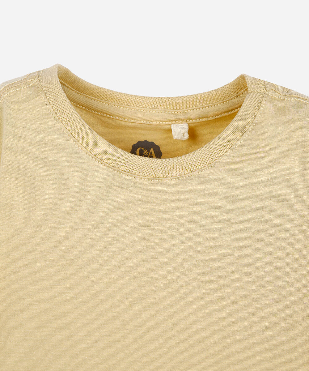 camiseta de algodão infantil manga curta básica amarela