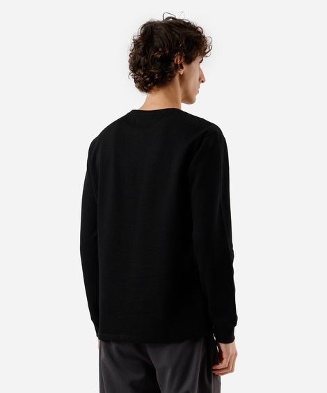 blusa básica masculina manga longa texturizada preta