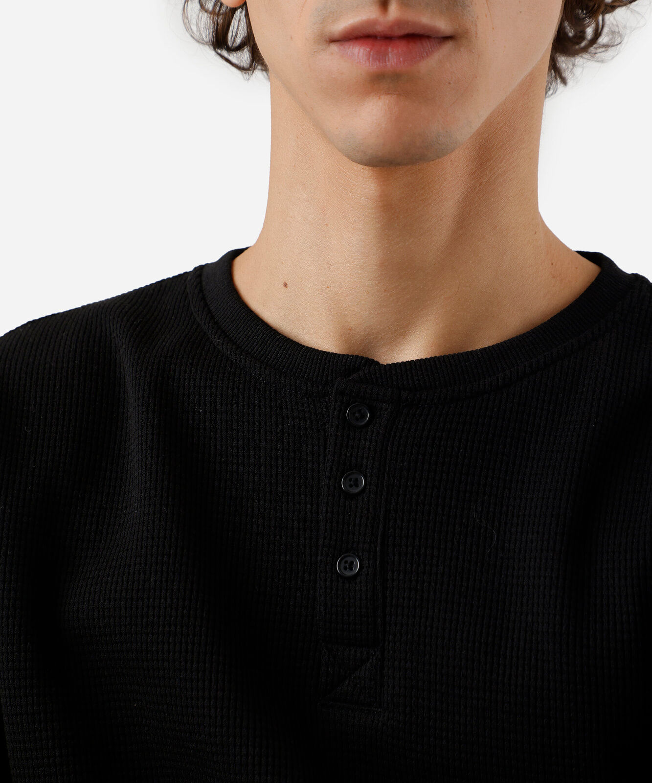 blusa básica masculina manga longa texturizada preta