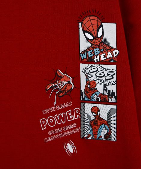 blusa infantil de algodão manga longa homem aranha vermelha