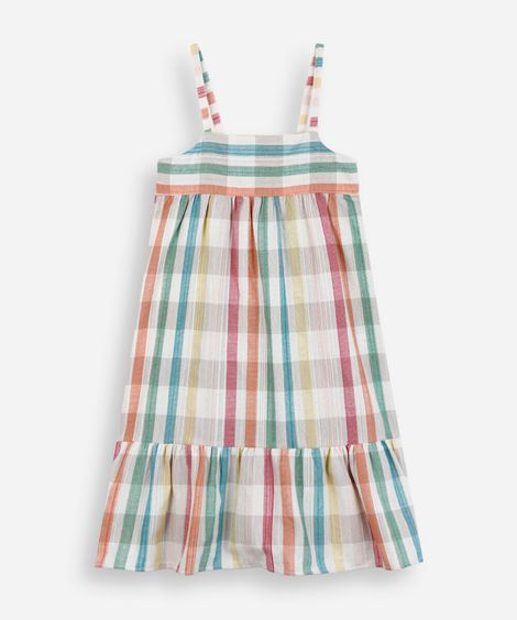 vestido midi infantil listrado colorido