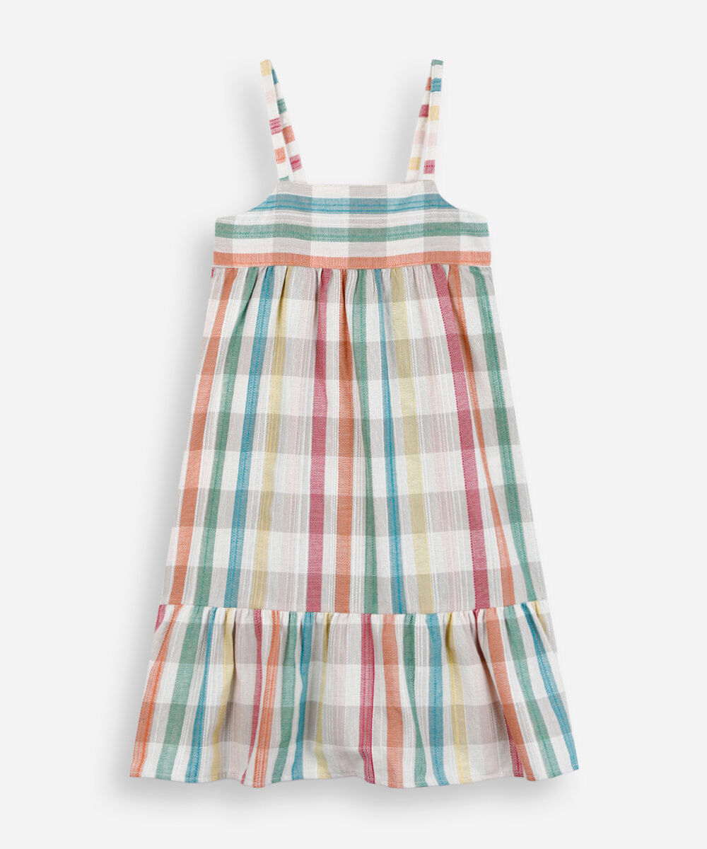 vestido midi infantil listrado colorido