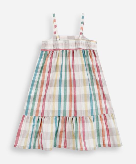 vestido midi infantil listrado colorido