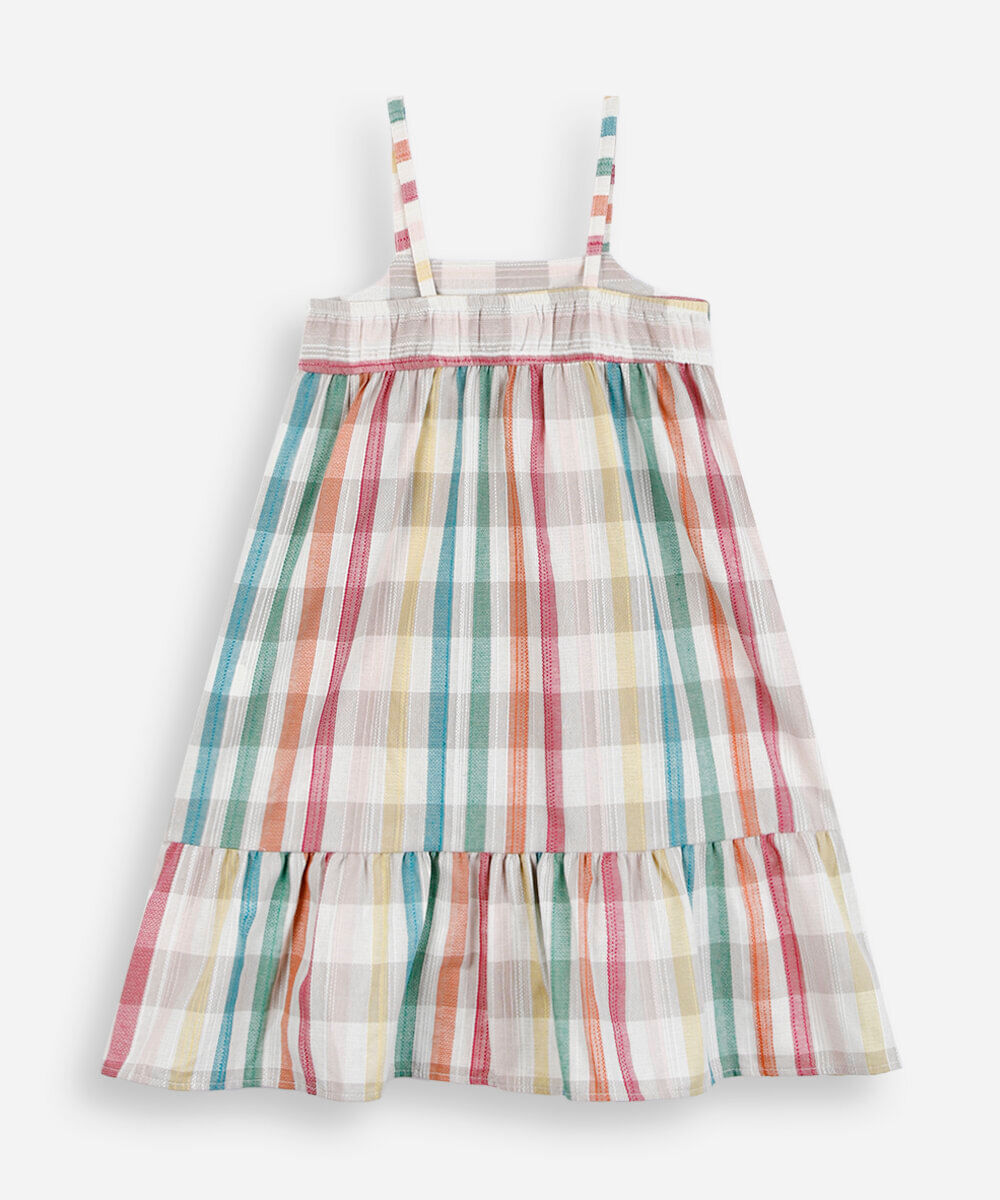 vestido midi infantil listrado colorido