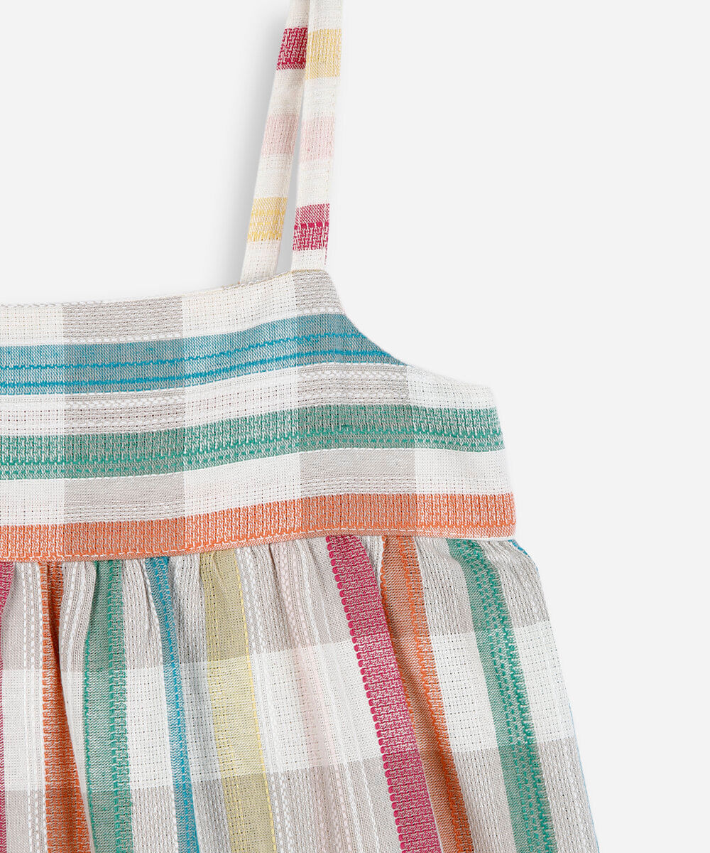 vestido midi infantil listrado colorido