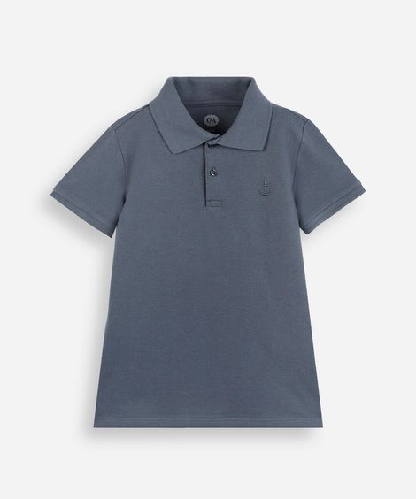 polo de algodão infantil âncora azul