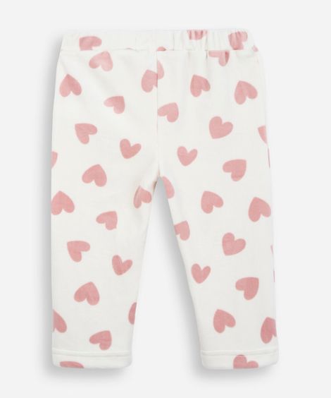 calça jogger infantil de plush coração off white