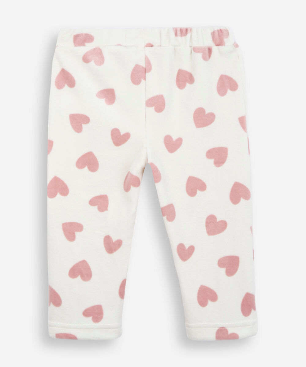 calça jogger infantil de plush coração off white