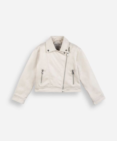 jaqueta infantil de suede bege