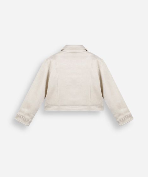 jaqueta infantil de suede bege