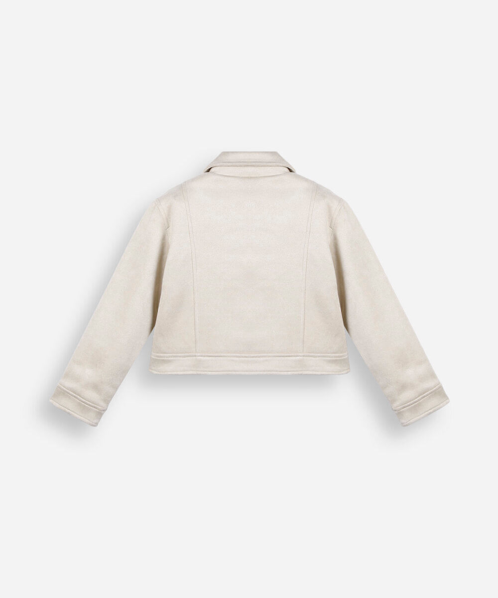 jaqueta infantil de suede bege