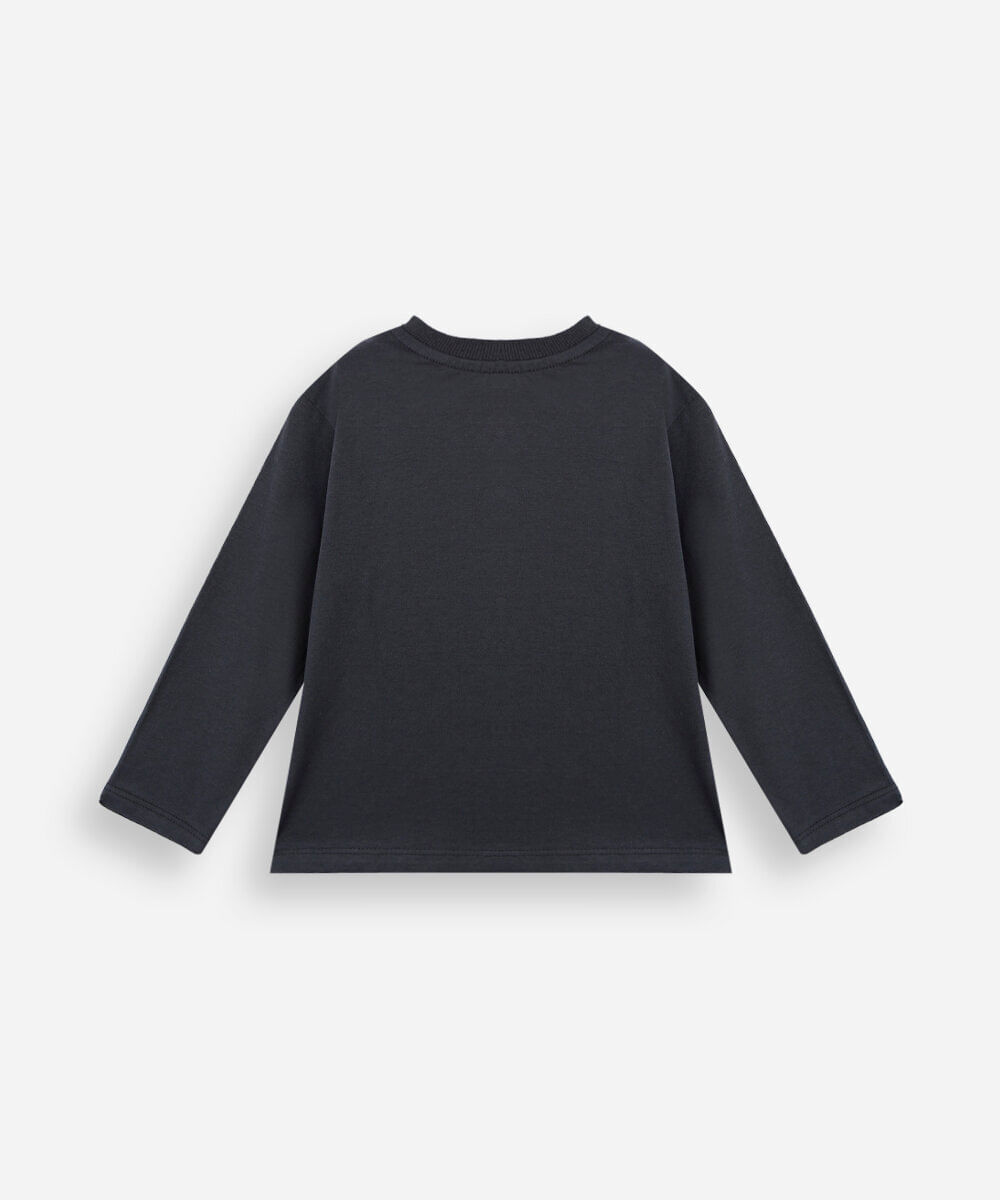 blusa infantil de algodão manga longa heróis marvel cinza