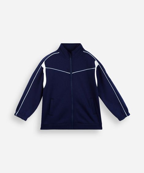 jaqueta infantil com zíper bicolor com nervura azul