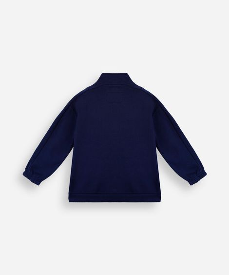 jaqueta infantil com zíper bicolor com nervura azul
