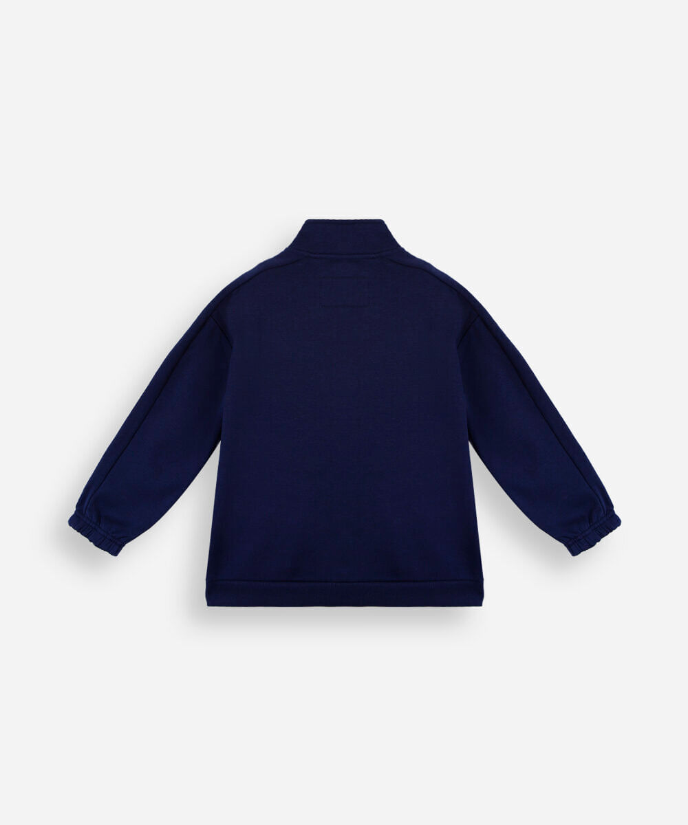 jaqueta infantil com zíper bicolor com nervura azul