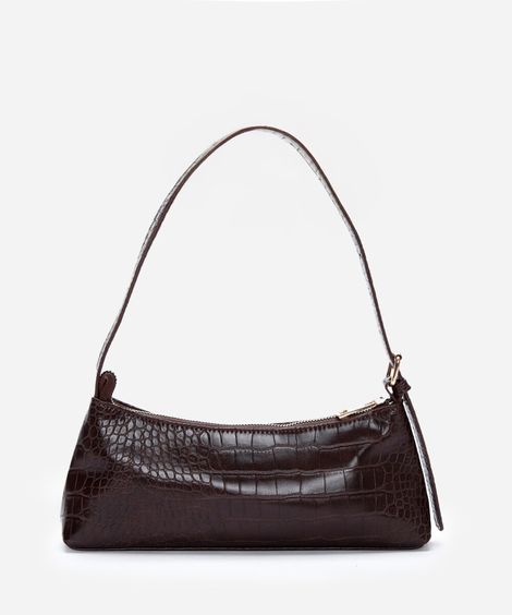 bolsa baguete com fivela marrom