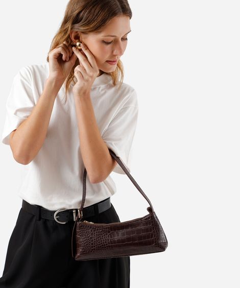 bolsa baguete com fivela marrom